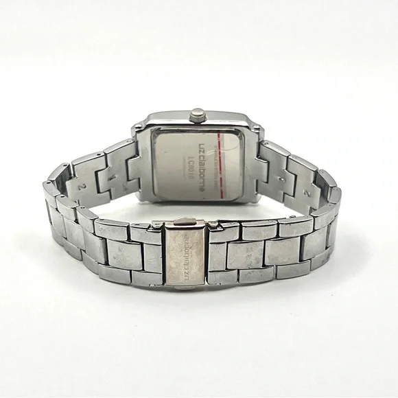 Liz Claiborne Womens Watch Silver Square Crystal Bezel 7.5" New Battery - Picture 5 of 10